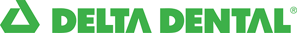 Delta Dental logo featuring a green triangular symbol alongside the words 